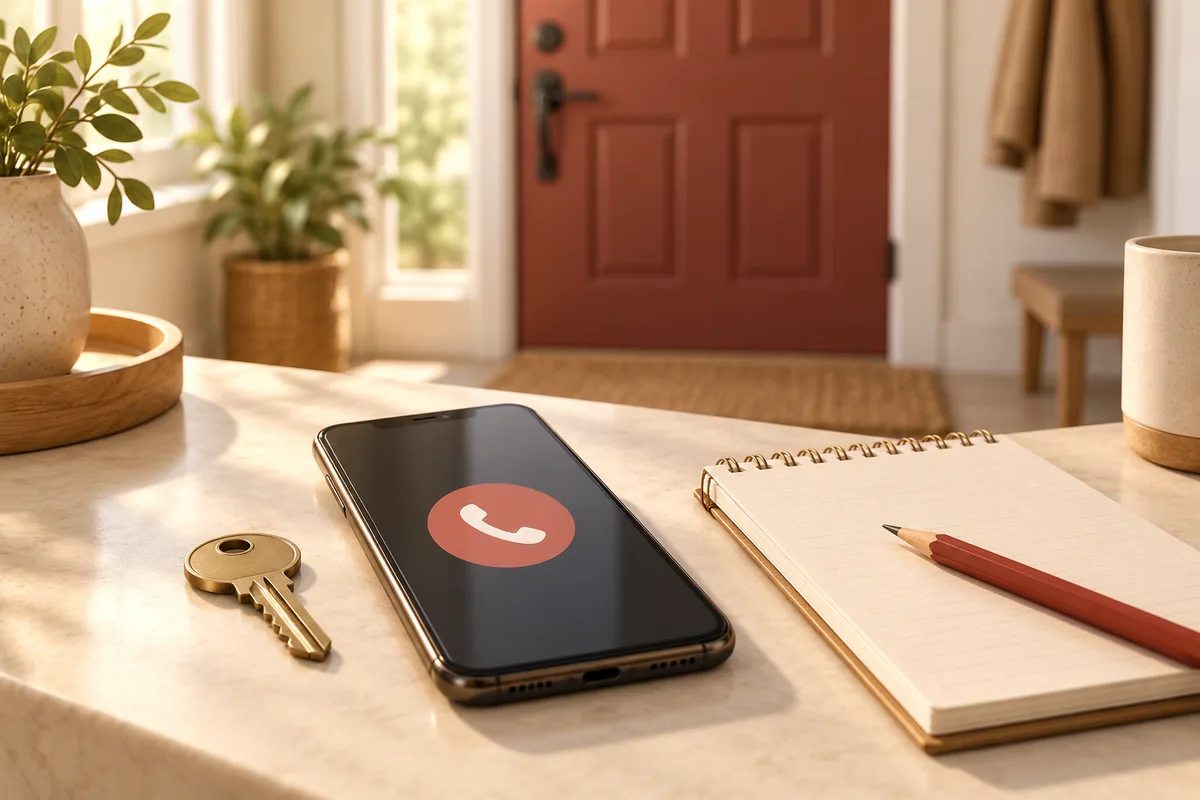 Telefon, not defteri ve anahtarla servis görüşmesini anlatan temsili illüstrasyon